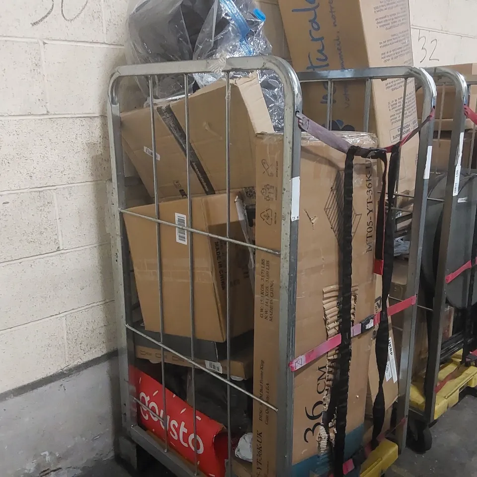 CAGE CONTAINING ASSORTED ITEMS INCLUDING: BED FRAME ECT  // CAGE NOT INCLUDED