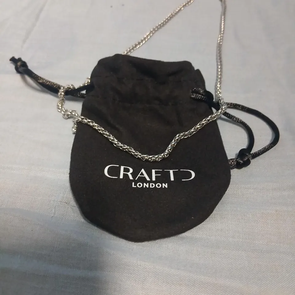 CRAFTD LONDON SILVER-TONE CHAIN NECKLACE WITH BLACK CORD