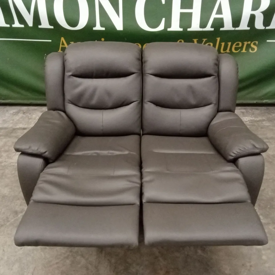 ROTHBURY LUXURY FAUX LEATHER HIGH BACK 2 SEATER MANUAL RECLINER SOFA - CHARCOAL RRP £629