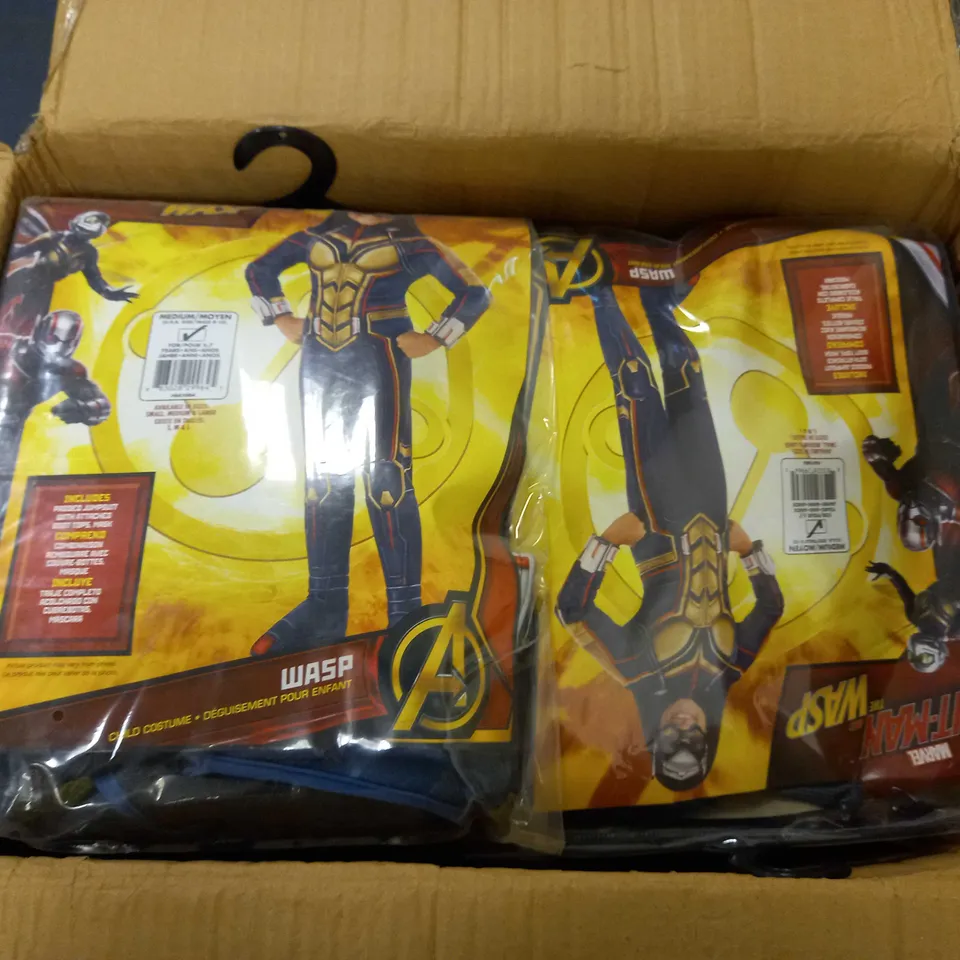 BOX OF APPROX 12 ANTMAN AND THE WASP CHILD COSTUMES - THE WASP SIZE M