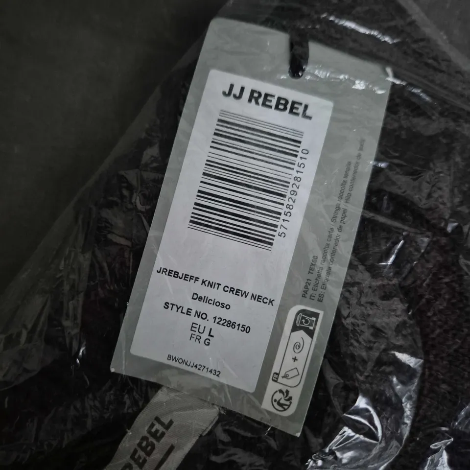 BAGGED JJ REBEL KNIT CREW NECK JUMPER IN BROWN – EU L