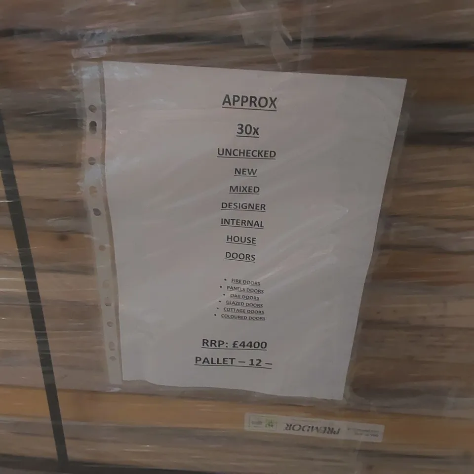 PALLET CONTAINING APPROXIMATELY 30x MIXED DESIGNER INTERNAL HOUSE DOORS