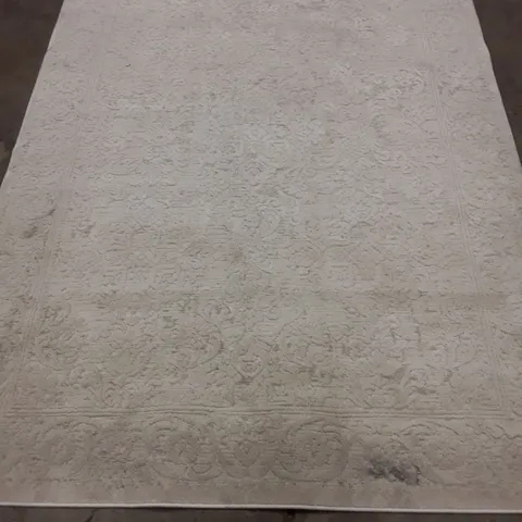CREAM-COLOURED ORNATE-PATTERN RUG 215X155CM APPROXIMATELY