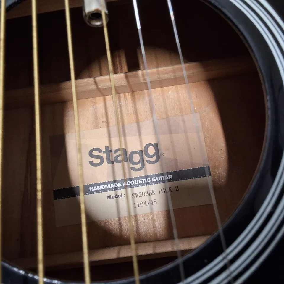 STAGG HANDMADE ACOUSTIC GUITAR SW203BK PACK 2 – BLACK