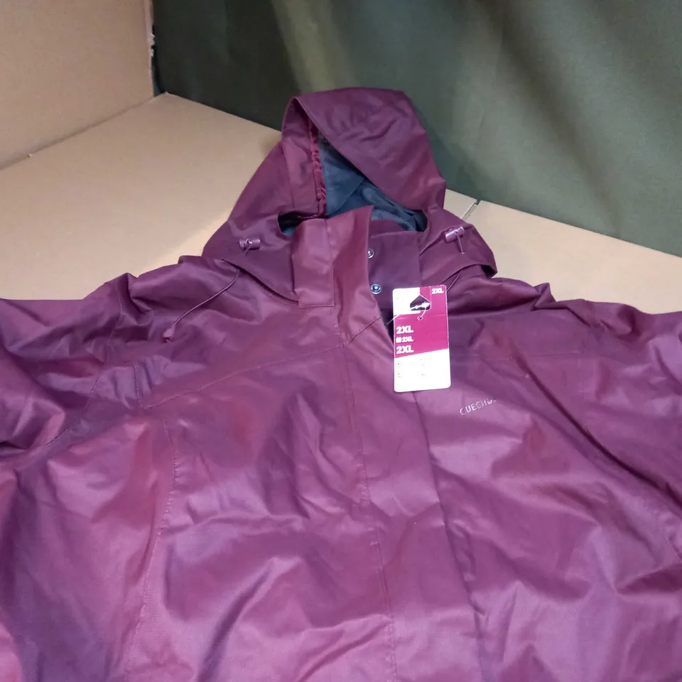 QUECHUA MAROON WATERPROOF JACKET - 2XL