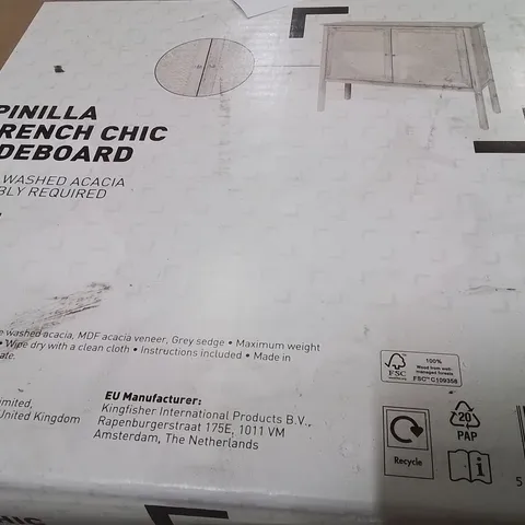 PALLET CONTAINING A LARGE QUANTITY OF BRAND NEW PINILLA FRENCH CHIC SIDEBOARDS 