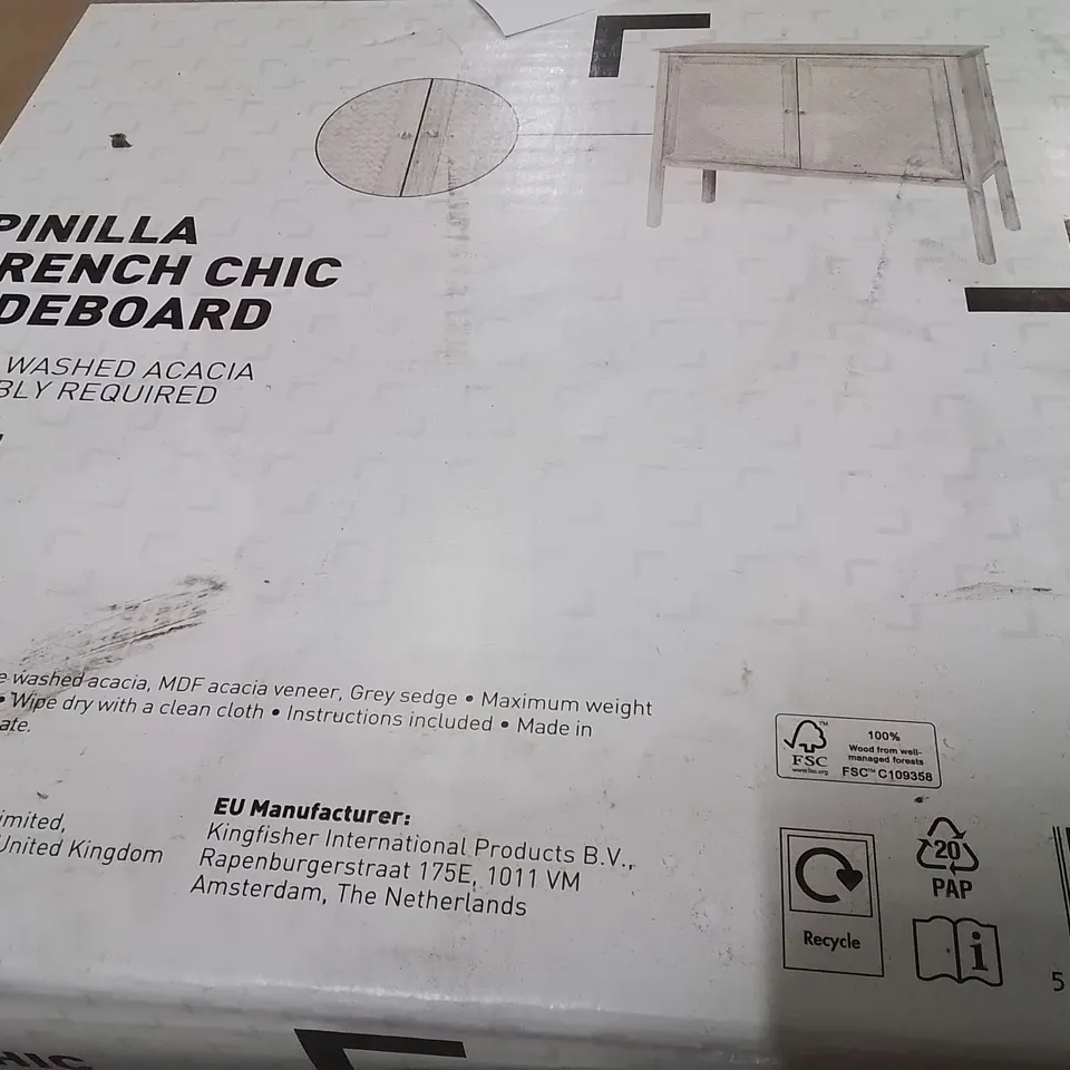 PALLET CONTAINING A LARGE QUANTITY OF BRAND NEW PINILLA FRENCH CHIC SIDEBOARDS 