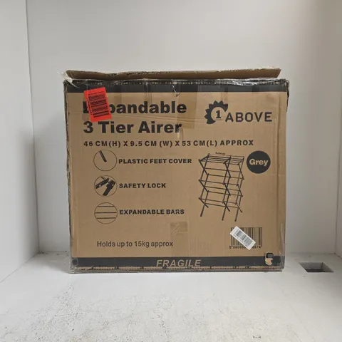 BOXED 1 ABOVE EXPANDABLE 3-TIER AIRER IN GREY