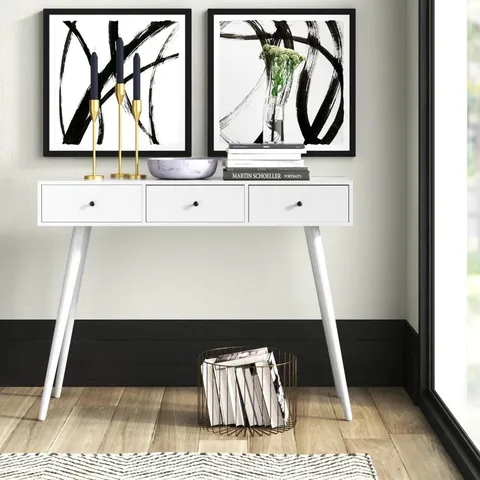 BOXED TREGO 106cm CONSOLE TABLE GLOSS WHITE
