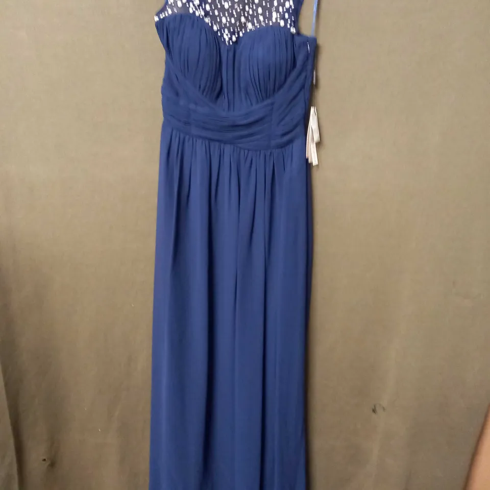 ROMAN BEADED YOKE MAXI DRESS IN NAVY - SIZE 8