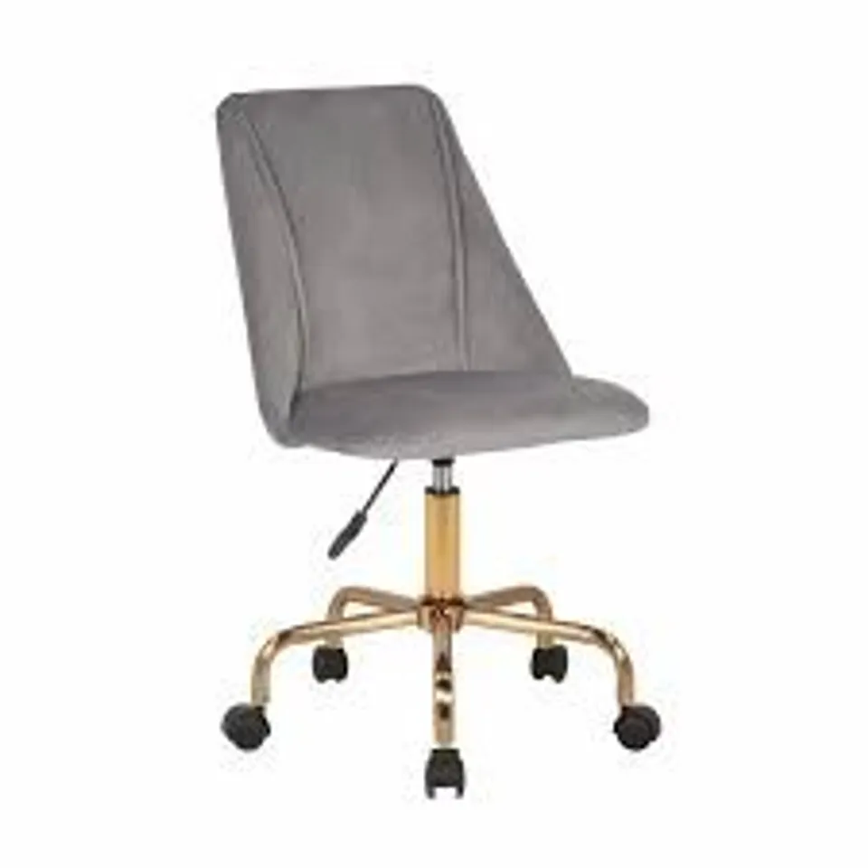 BRAND NEW E-HOME CAIA ARMLESS VELVET GOLD-LEG COMPUTER CHAIR -GREY-