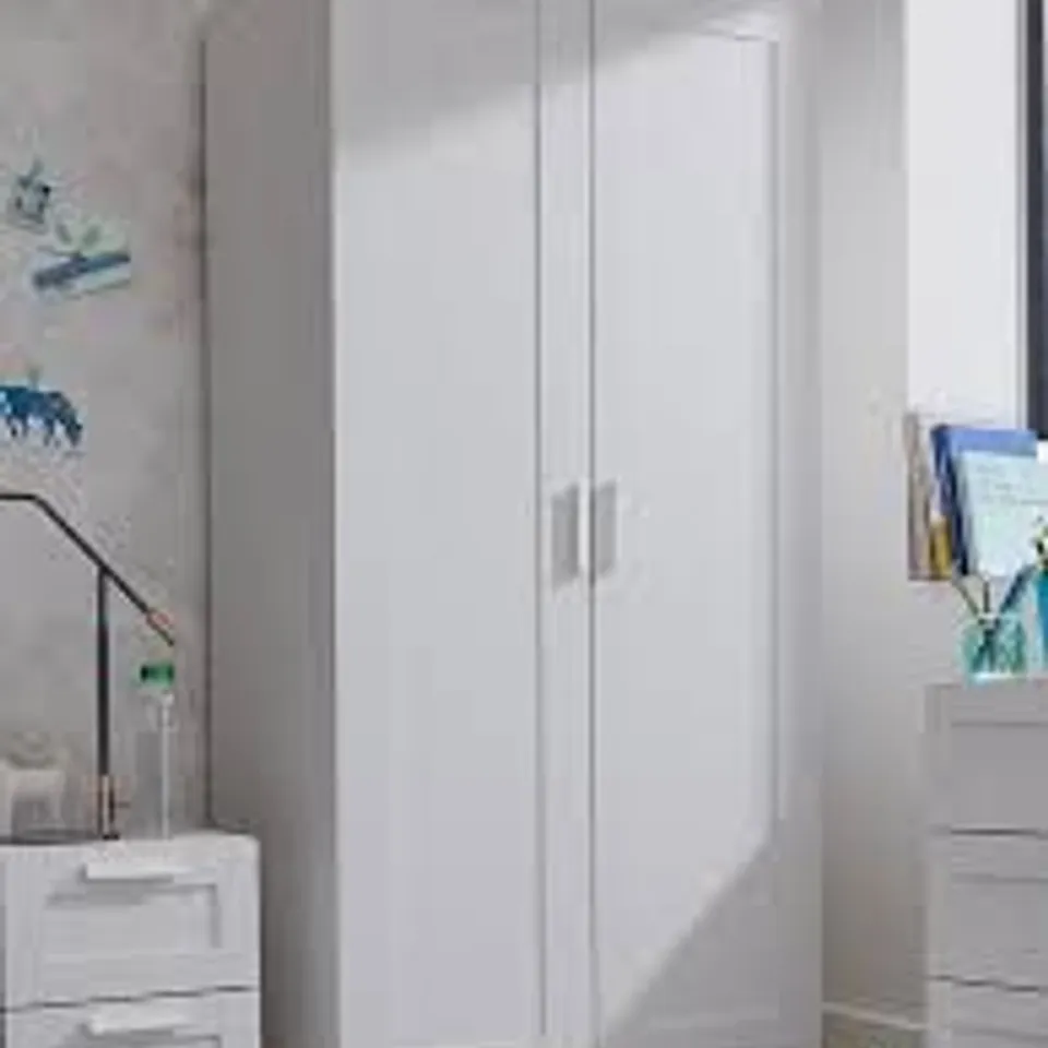 BOXED TARYN KIDS 2 DOOR WARDROBE - WHITE (2 BOXES) RRP £179