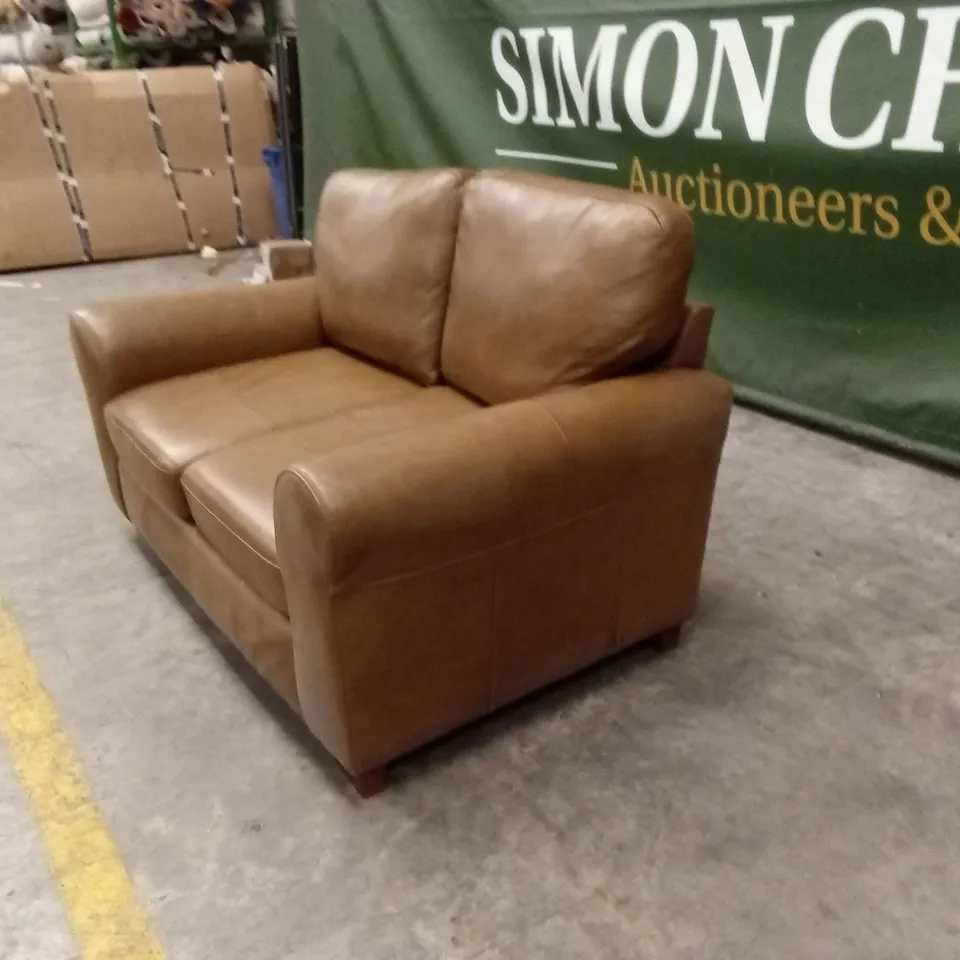 BAILEY ITALIAN LEATHER 2 SEATER SOFA - TAN RRP £749