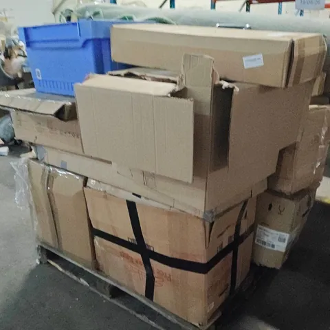 PALLET OF ASSORTED HOUSEHOLD GOODS AND PRODUCTS TO INCLUDE;AREA RUG, SUITCASE,MILK FROTHER