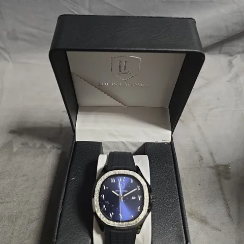 BOXED LOUIS LACOMBE WATCH β BLUE DIAL, BLACK RUBBER STRAP