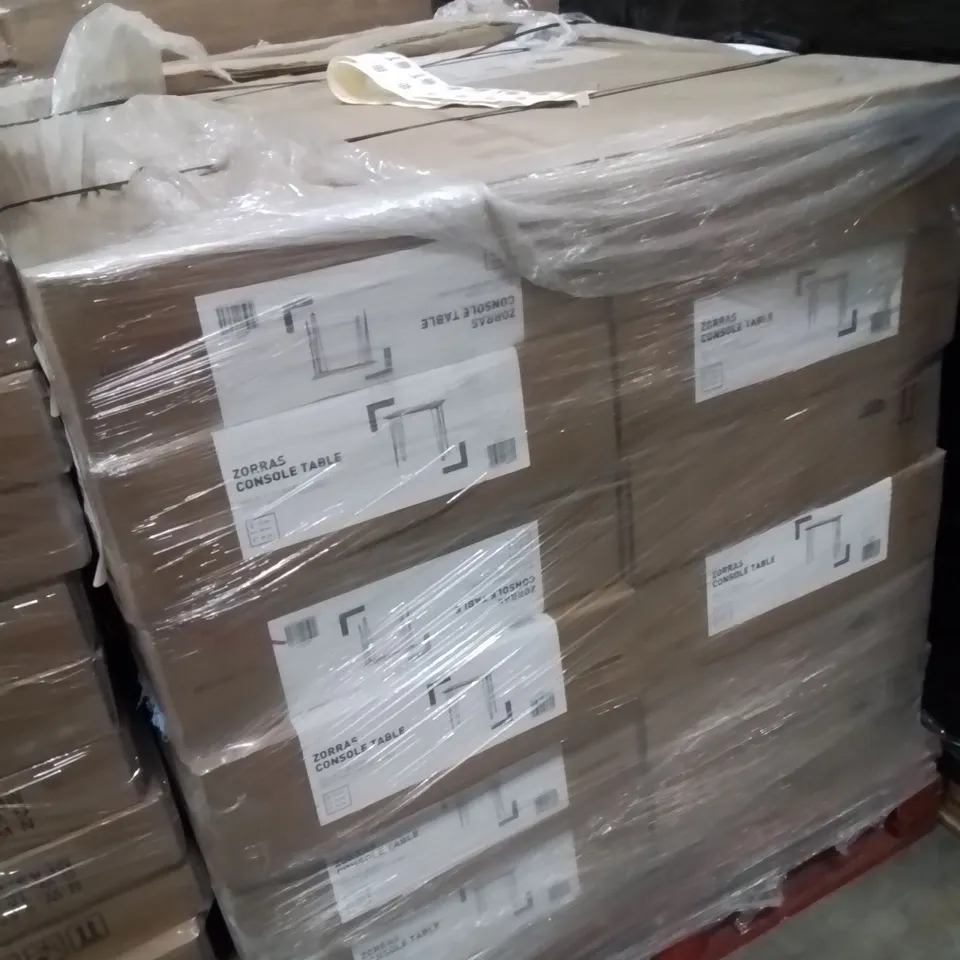 PALLET CONTAINING A LARGE QUANTITY OF BRAND NEW ZORRAS CONSOLE TABLES