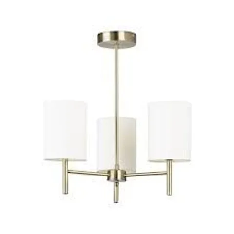 BOXED ENDON 3 LIGHT CEILING FITTING IN ANTIQUE BRASS
