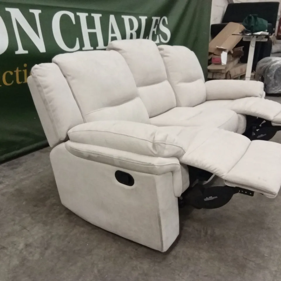ALBION CHENILLE 3 SEATER HIGH BACK MANUAL RECLINER SOFA - GREY RRP £679