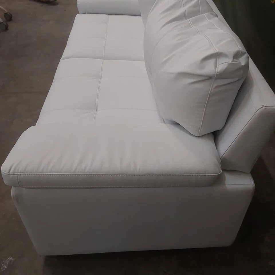 DESIGNER KANSAS 3 SEATER FAUX LEATHER SOFA - WHITE