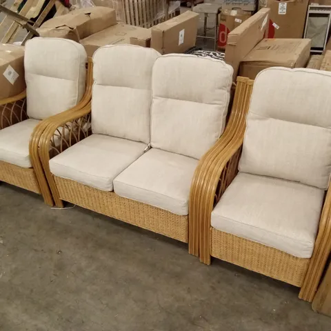DESIGNER RATTAN SOFA SET // 2 SEATER SOFA AND 2 x ARMCHAIRS