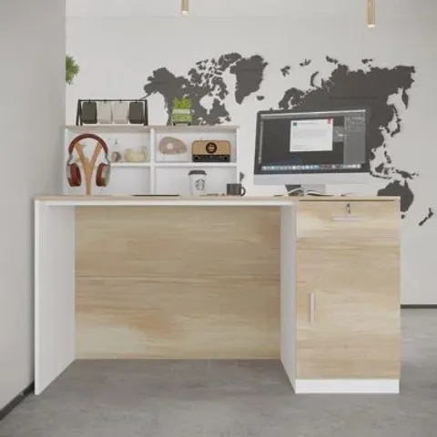 BOXED RECTANGLE SOLID + MANUFACTERED WOOD RECEPTION DESK (2 BOXES)