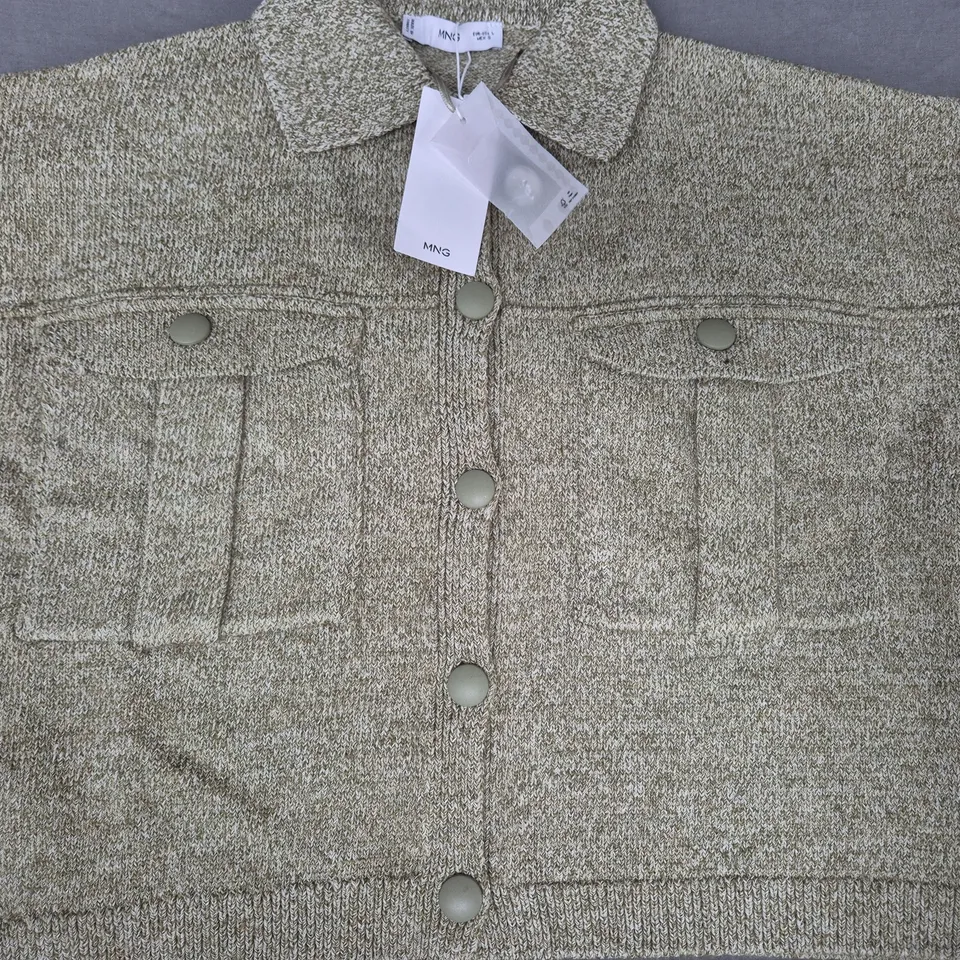 MNG LONG SLEEVE BUTTON-UP TOP IN OLIVE SIZE LARGE