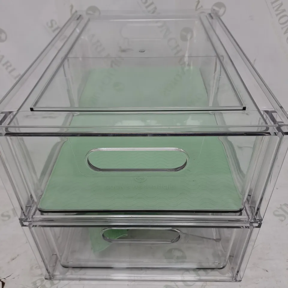 COOK'S ESSENTIALS SET OF 2 STACKABLE STORAGE DRAWERS WITH DIVIDERS