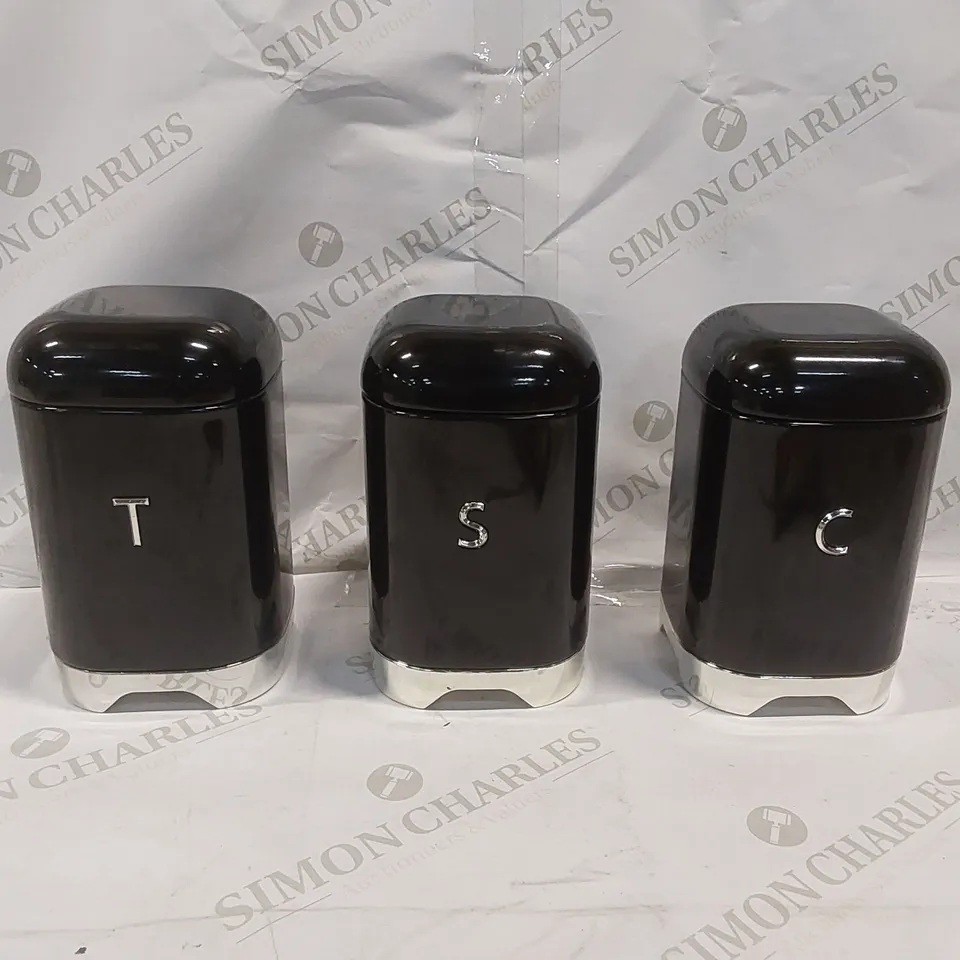 BOXED LOVELLO 3-PIECE CANNISTER SET - BLACK 