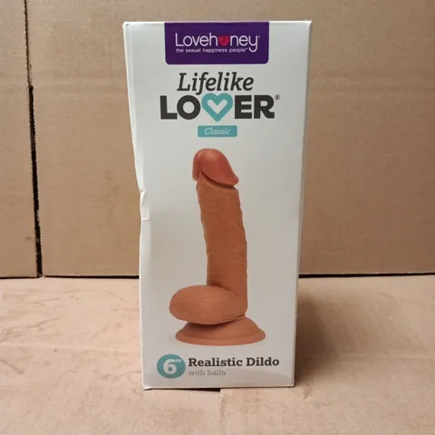 SEALED LOVEHONEY LIFELONG LOVER 6" REALISTIC DILDO WITH BALLS