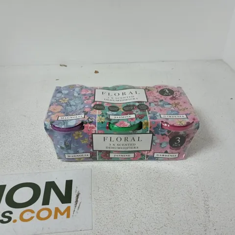 BOX OF APPROXIMATELY 10 X 3 PACK FLORAL SCENTED DEHUMIDIFIERS