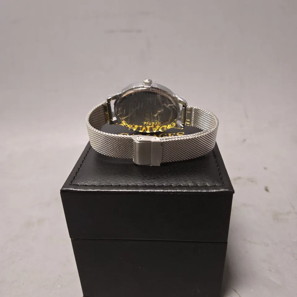 BOXED GAMAGES LADIES DUSK WATCH IN STEEL