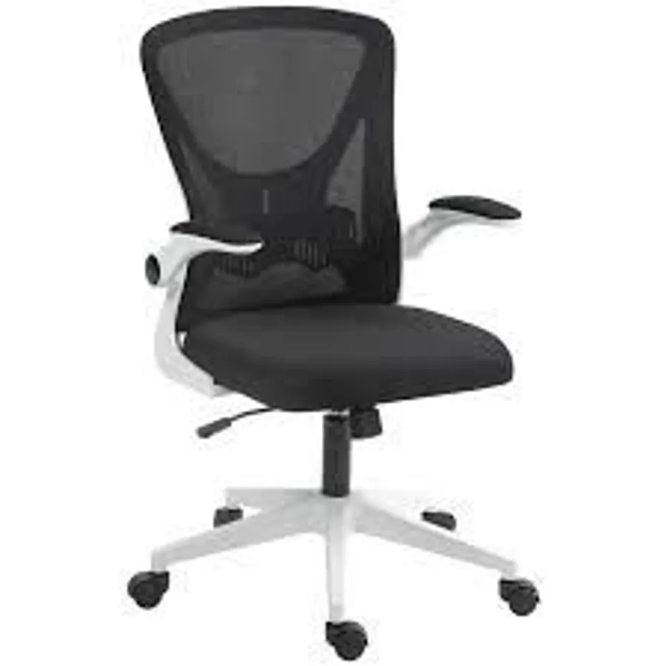 BOXED VINSETTO MESH BACK OFFICE CHAIR, WITH FLIP-UP ARMS - BLACK AND WHITE (1 BOX)