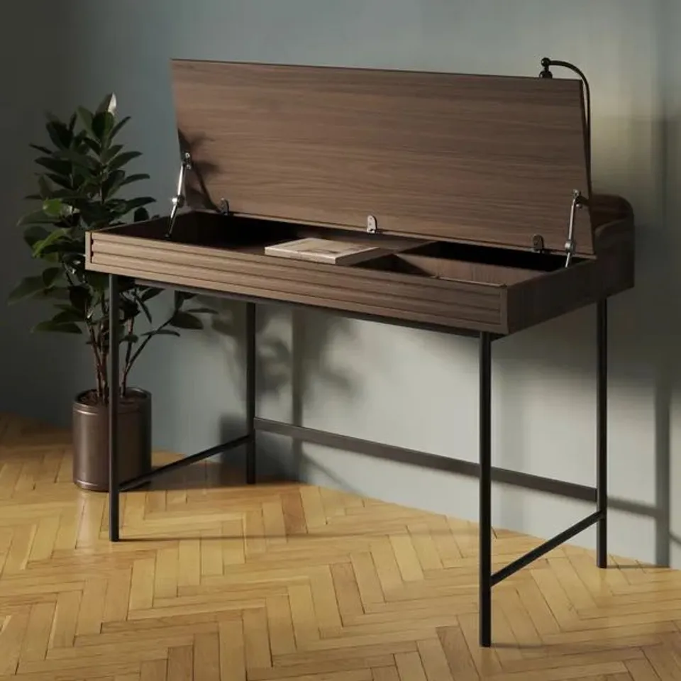 BOXED BRYANT LIFT-UP STORAGE DESK - WALNUT EFFECT (1 BOX)