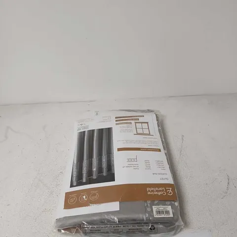 CATHERINE LANSFIELD PAIR OF CURTAINS 66 X 72" EYELET GLITZY GREY