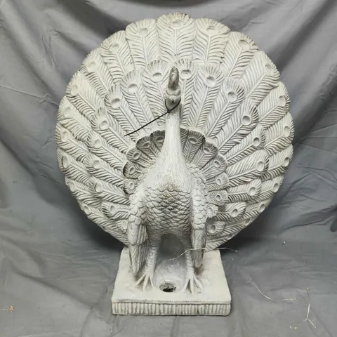 BOX OF APPROXIMATELY 3 ASSORTED HOUSEHOLD ITEMS TO INCLUDE DECORATIVE PEACOCK ORNAMENT, ETC