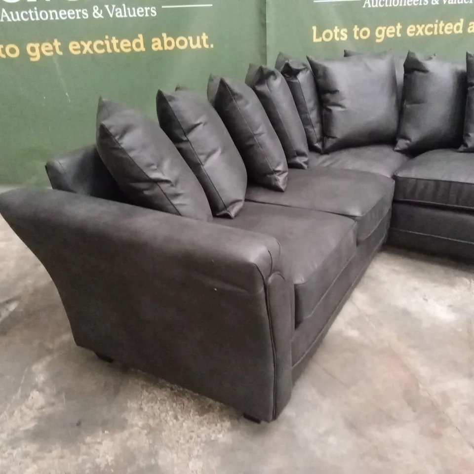 DURY LEATHER LOOK CORNER GROUP SOFA - BLACK RRP £1119