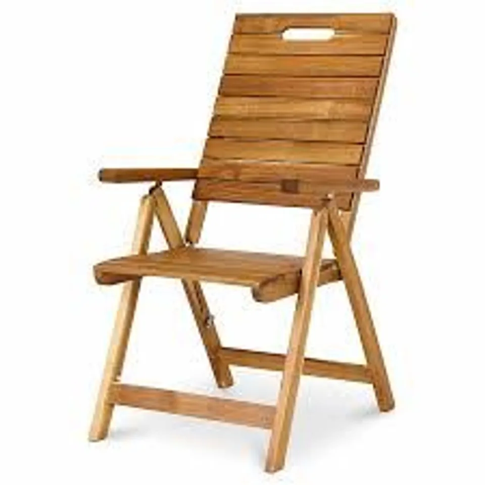 BOXED GOODHOME DENIA BROWN WOODEN FOLDABLE RECLINER CHAIR (1 BOX)