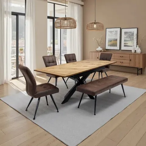 BOXED PAYTON RECTANGULAR 4-6 SEATER EXTENDABLE DINING TABLE (2 BOXES)