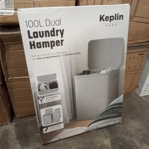 BOXED KEPLIN 100L DAUL LAUNDRY HAMPER