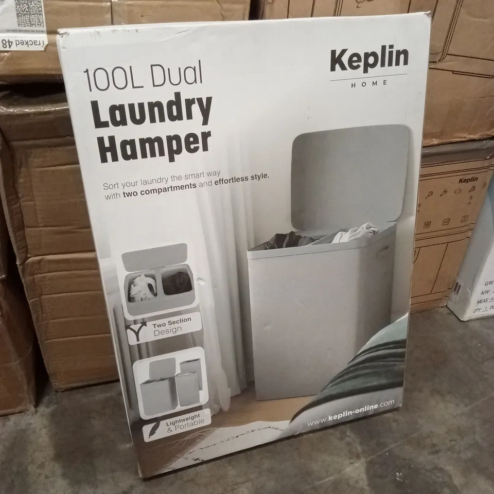 BOXED KEPLIN 100L DAUL LAUNDRY HAMPER