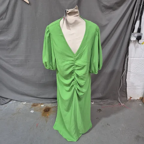M&S COLLECTION WOMEN'S GREEN RUCHED FRONT MAXI DRESS UK 18 (REGULAR LENGTH)