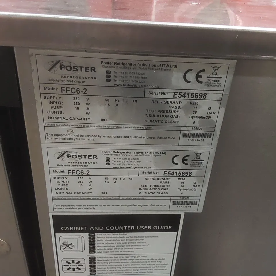 FOSTER FFC6-2 FLEXDRAWER COMMERCIAL FRIDGE FREEZER CABINET AND COUNTER