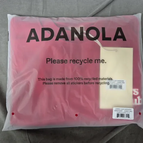 BAGGED ADANOLA LOVERS CLUB OVERSIZED SWEATSHIRT IN CHERRY RED - MEDIUM