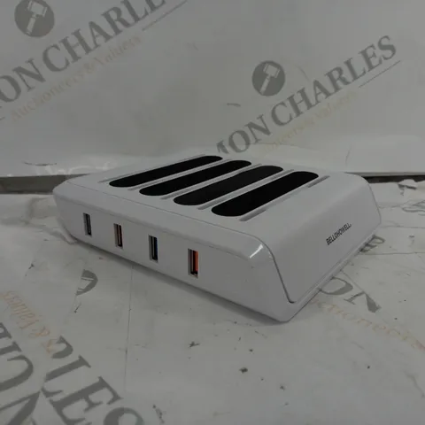 BELL & HOWELL MULTI DEVICE USB CHARGING STATION WITH 4 USB PORTS AND 4 CABLES