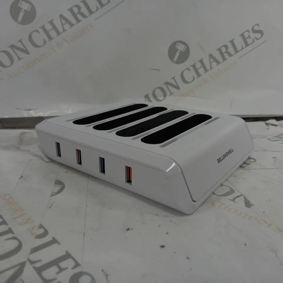 BELL & HOWELL MULTI DEVICE USB CHARGING STATION WITH 4 USB PORTS AND 4 CABLES