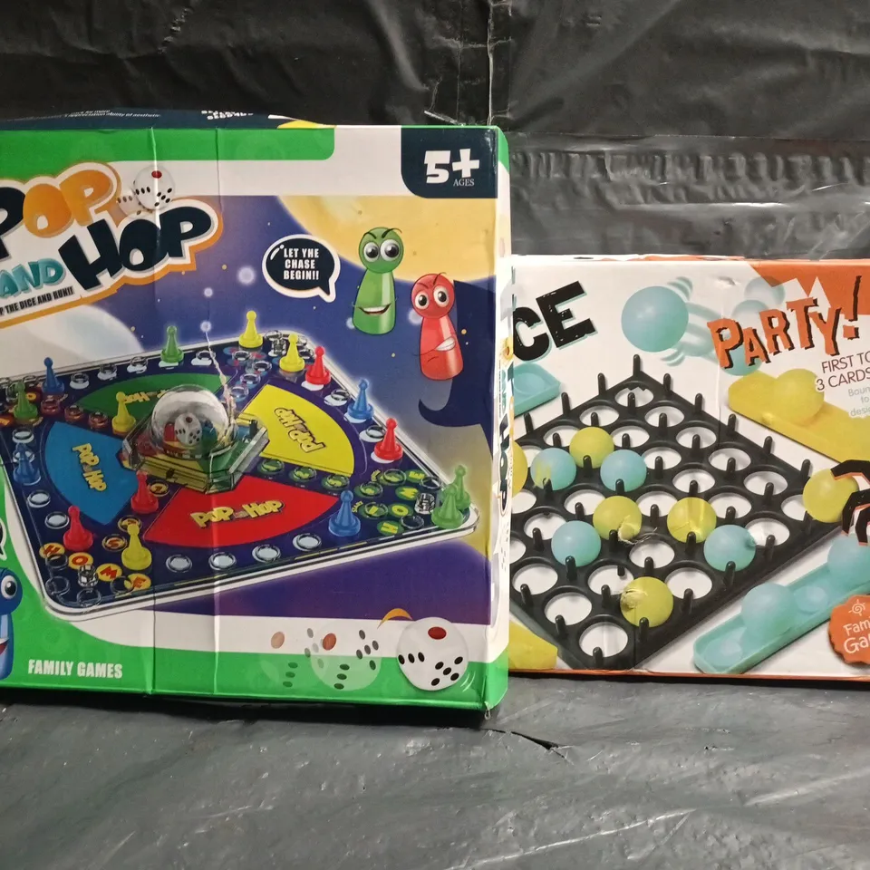 BOX OF APPROXIMATELY 20 ASSORTED TOYS AND GAMES TO INCLUDE POP AND HOP, GAME BOUNCE, ETC - COLLECTION ONLY