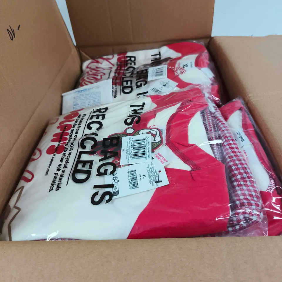 BOX OF APPROXIMATELY 19 ADULT FAMILY CHRISTMAS LONG SLEEVE VARSITY RED/RUDOLPH PJ SET XL