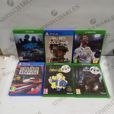 BOX OF APPROXIMATELY 10 ASSORTED VIDEO GAMES TO INCLUDE FALLOUT 4, NEED FOR SPEED, FIFA 18 ETC