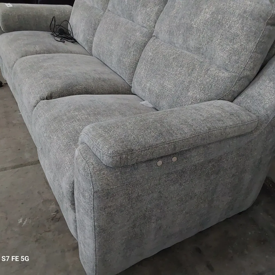 QUALITY ITALIAN DESIGNER PARMA POWER RECLINING THREE SEATER SOFA GREY FABRIC 