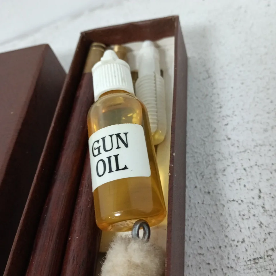 ANTIQUE GUN CLEANING KIT IN WOODEN CASE